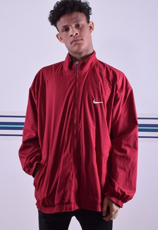 RED NIKE ZIP-UP EMBROIDERED JACKET