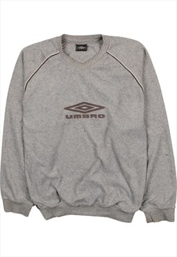 Vintage 90's Umbro Fleece Jumper Spellout V Neck Heavyweight