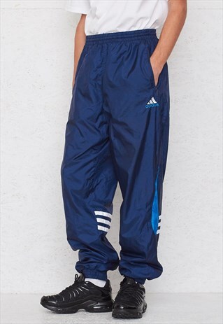 VINTAGE RETRO BLUE ADIDAS TRACK BOTTOMS JOGGERS