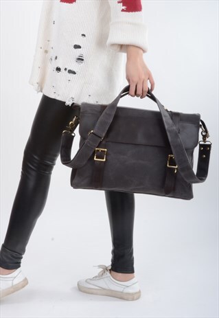EAZO WAXED CANVAS AND LEATHER SATCHEL