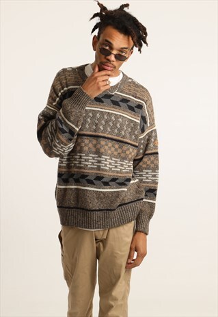 VINTAGE ADIDAS KNITTED EMBROIDERED SPELL OUT SWEATSHIRT