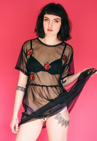SHEER ROSE BABYDOLL DRESS