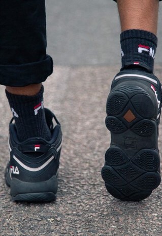 FILA HIGH TOP TRAINERS IN BLACK, WHITE, RED
