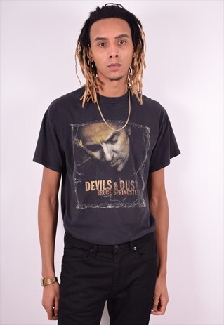 MENS VINTAGE T-SHIRT TOP LARGE BLACK 90'S