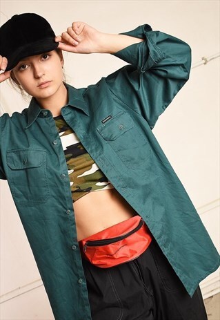 90'S RETRO WORKWEAR DENIM-LIKE FESTIVAL GARM SHIRT