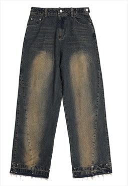 Baggy jeans loose fit utility denim pants in acid fade green