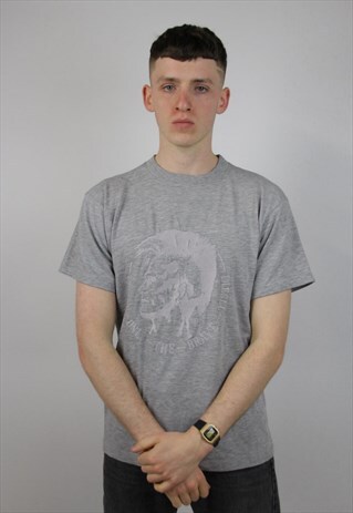 VINTAGE DIESEL PRINTED GREY T-SHIRT