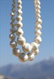 DEADSTOCK WHITE PEARL TONE CHUNKY DOUBLE STRAND NECKLACE.