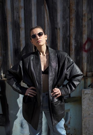 VINTAGE 80S LEATHER PATTERNED JACKET