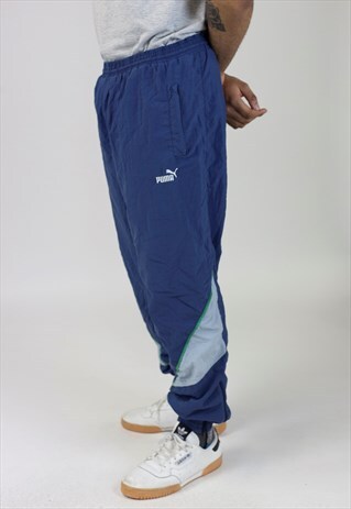 VINTAGE 90'S PUMA NAVY SHELL TRACKSUIT BOTTOMS