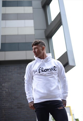 54 FLORAL LARGE GRAPHIC HOODY - WHITE