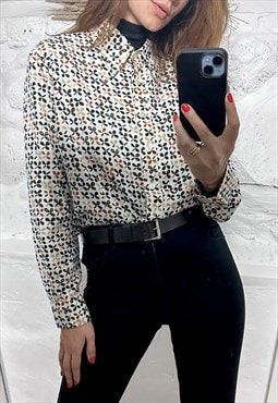 70s Geo Printed Buttoned Shirt - Large 