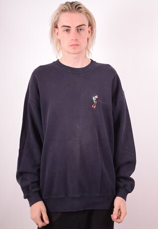 MARKS & SPENCER MENS VINTAGE SWEATSHIRT JUMPER XL NAVY BLUE