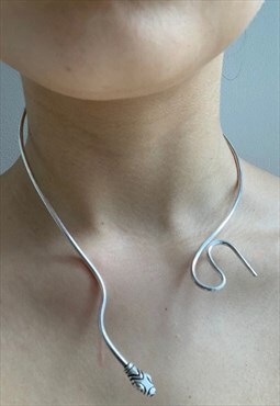 Silver Snake Choker Necklace Adjustable