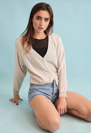 90'S RETRO NEUTRAL FESTIVAL MOMS CARDIGAN TOP