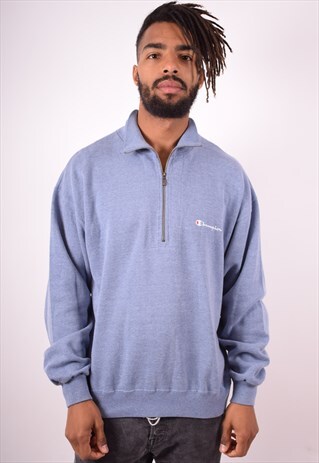 CHAMPION MENS VINTAGE SWEATSHIRT JUMPER LARGE BLUE 90S