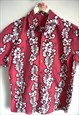 Vintage Shirt Hawaii Shirts Oxford Top Hipster Pink