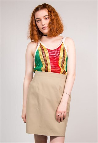 90'S Y2K VINTAGE BEIGE PENCIL SKIRT