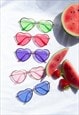 BABY BLUE RIMLESS COLOUR TINT HEART SUNGLASSES