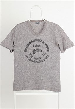 Vintage Schott Crewneck Print T-shirt Grey