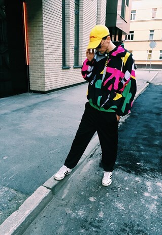 VINTAGE 80S UNISEX COLOURFUL LIGHTWEIGHT SHELL JACKET