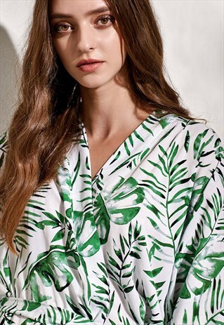 PALM PRINT DRESSING GOWN