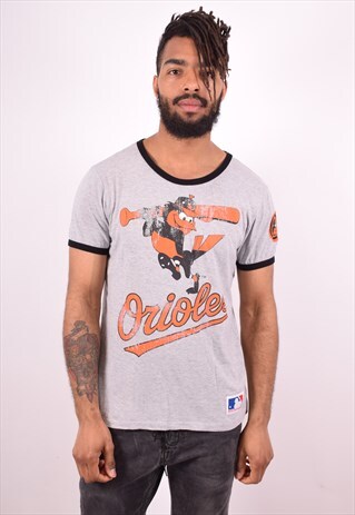 MENS VINTAGE ORIOLES T-SHIRT TOP LARGE GREY 90S