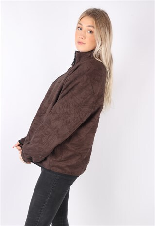 VINTAGE NAUTICA FLEECE JUMPER OVERSIZED XL BROWN SWEATER