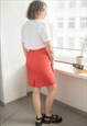 VINTAGE 70'S RED MINI TEXTURED FRENCH PENCIL SKIRT