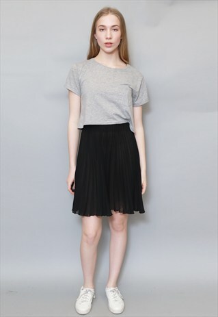 VINTAGE 1990S BLACK CHIFFON CRINKLE MINI SKIRT