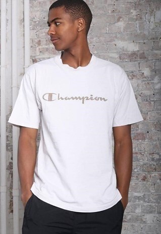 VINTAGE CHAMPION BIG LOGO SPELLOUT T-SHIRT WHITE