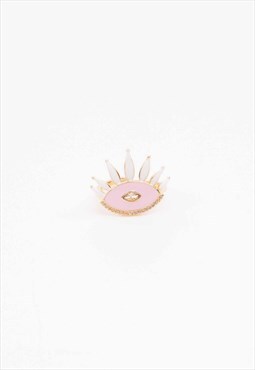 New Gold and Pink Gem Eye Adjustable Ring