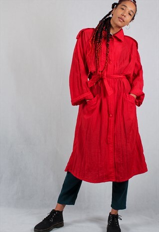 80'S OVERSIZE RED TRENCH COAT