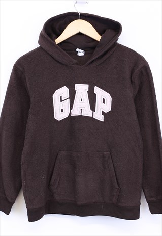 VINTAGE GAP FLEECE HOODIE BROWN WITH SPELL OUT LOGO 90S