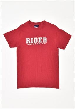 Vintage 90's Rider University T-Shirt Top Maroon
