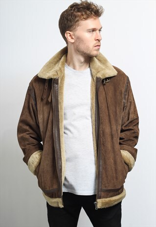 VINTAGE SUEDE AVIATOR FLEECE JACKET
