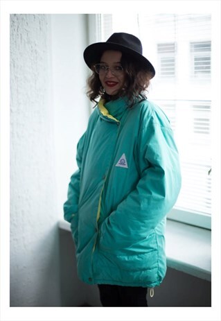 VINTAGE 80'S MINT GREEN WINTER PUFF COAT