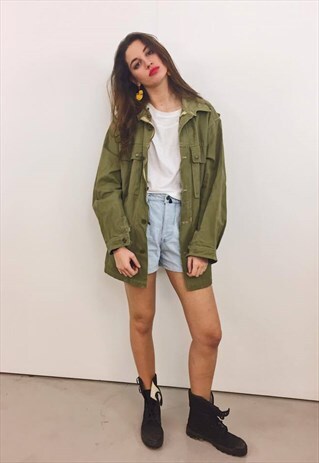 MILITARY JACKET HOODED CAMI PARKA UNISEX OVERSIZE
