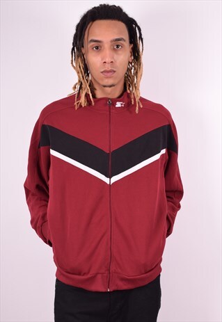 STARTER MENS VINTAGE TRACKSUIT TOP JACKET LARGE MAROON 90'S