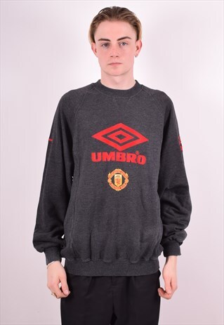 UMBRO MENS VINTAGE SWEATSHIRT JUMPER LARGE GREY 90S