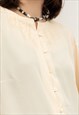 BUTTON UP UK 18 SHIRT LONG SLEEVED OFF-WHITE BLOUSE TOP