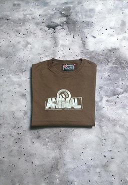 Men's Vintage Brown Animal Spell Out Tshirt 