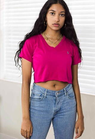 VINTAGE RALPH LAUREN REWORKED CROP TOP LOGO 90S X 2.5