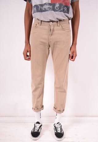 LEVI'S 501 MENS VINTAGE JEANS W30 L30 KHAKI 90S