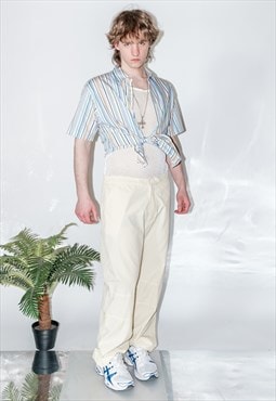 Vintage Y2K cool straight cargo trousers in eggnog yellow