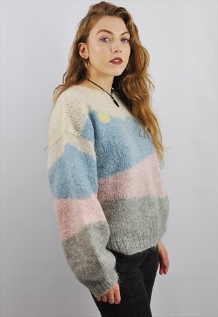 Vintage '80s Pastel Pattern Mohair Jumper | Club Vintage | ASOS Marketplace