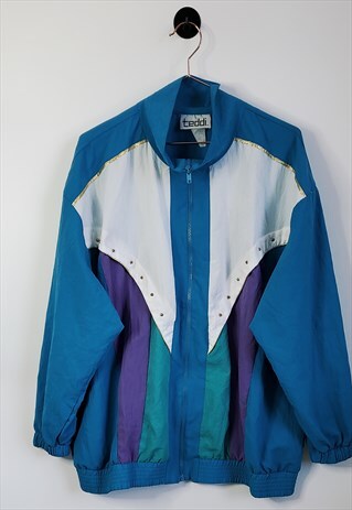 VINTAGE 80S GOLD STUDDED WINDBREAKER JACKET SIZE XL