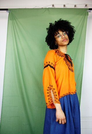 ORANGE/BLACK BOHO SHIRT