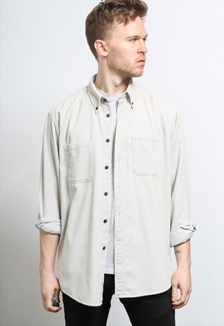 VINTAGE CORDUROY CORD SHIRT GREY