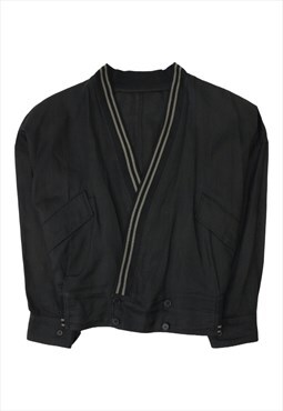 Vintage 80s Gianni Versace black linen bomber jacket